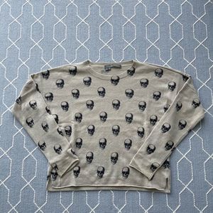 360 Cashmere Jack Crew Skull Pullover Sweater Women's Ivory - Size Medium